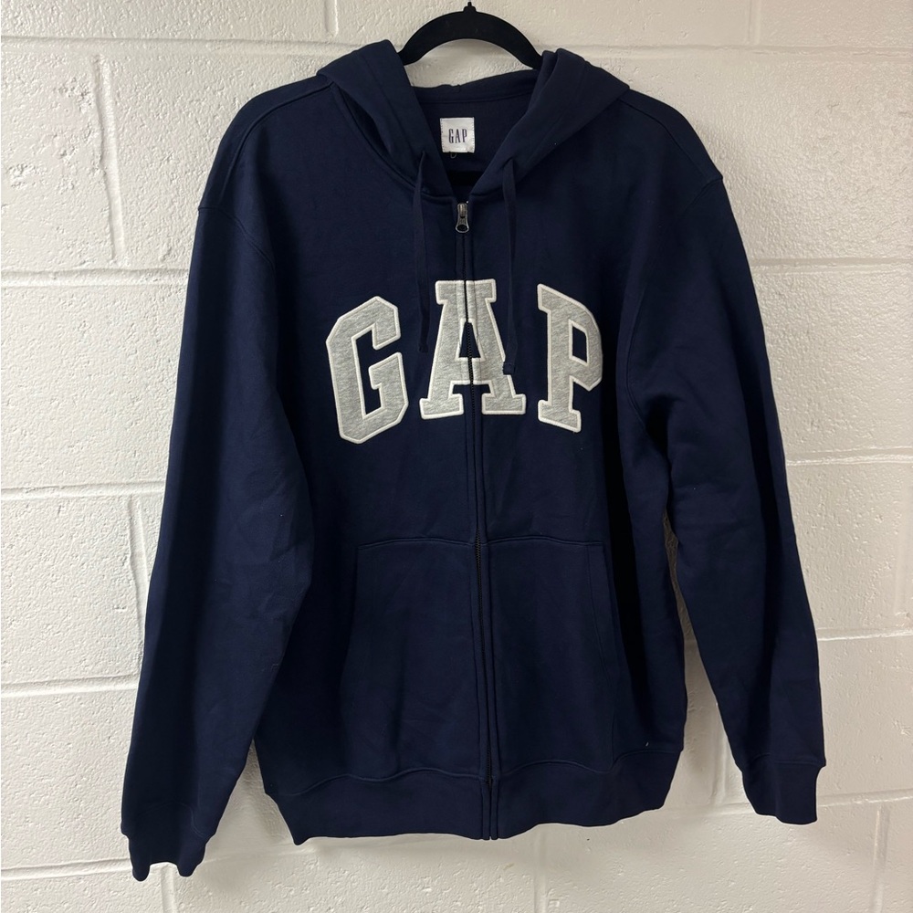 GAP Adult Unisex Classic Navy Blue Zip-Up Hoodie Size L